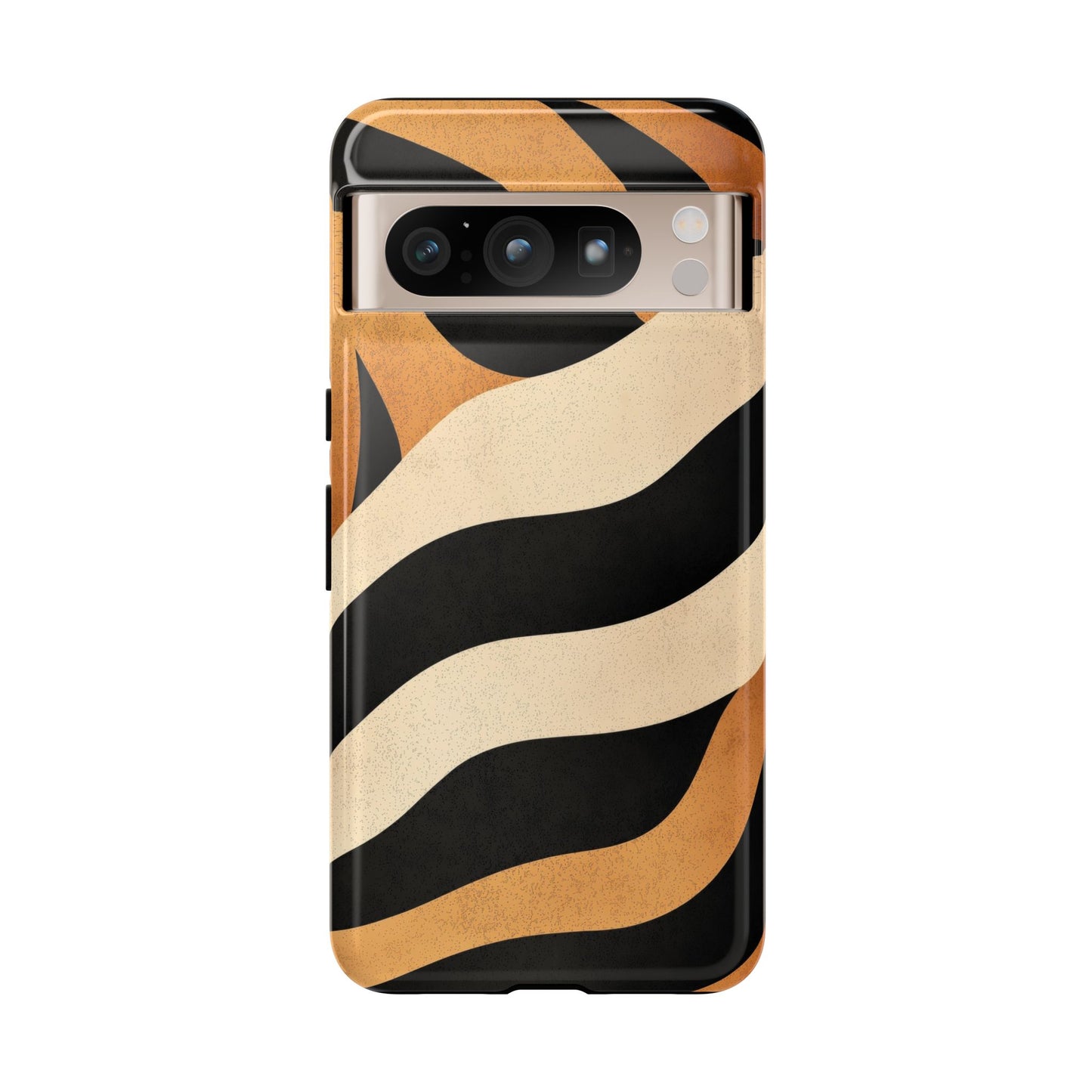 Bold Tiger Stripes Phone Case – Black, Orange & Cream Perfect for iPhone, Samsung & Google Pixel