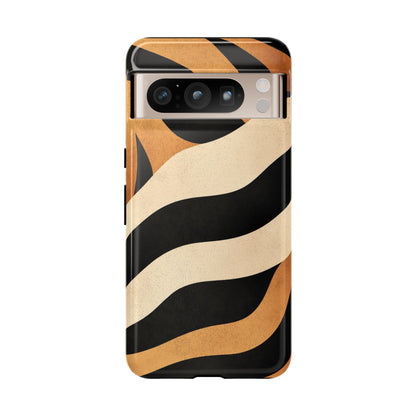 Bold Tiger Stripes Phone Case – Black, Orange & Cream Perfect for iPhone, Samsung & Google Pixel