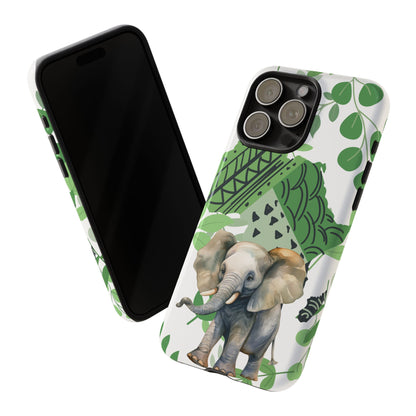Playful Baby Elephant Mobile Cover – Tropical Boho Art