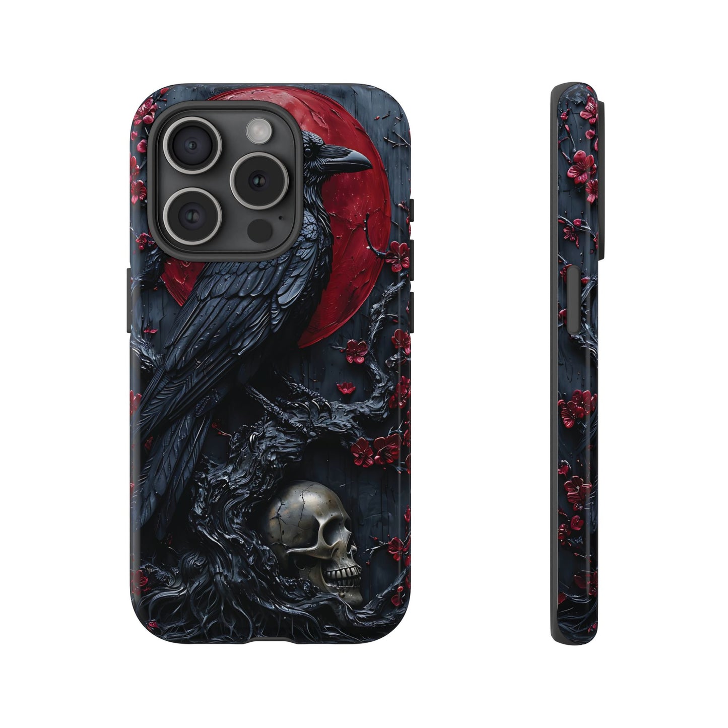 Gothic Sculpture Of Raven On Charcoal Tree Branch phone case design