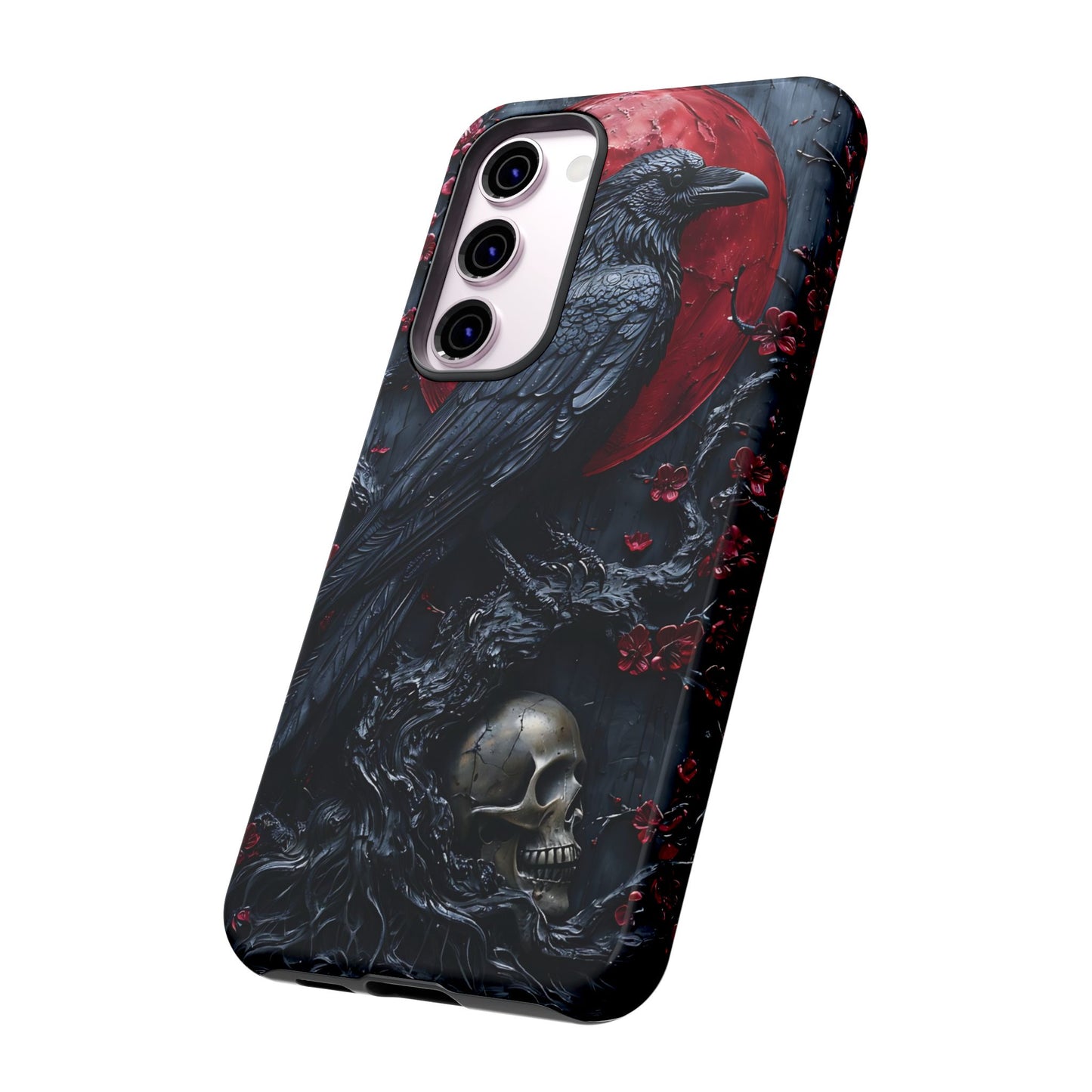 Gothic Sculpture Of Raven On Charcoal Tree Branch phone case design