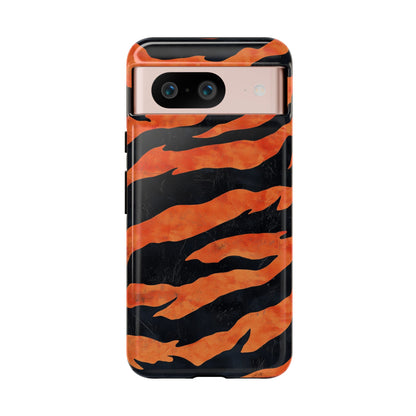 Burnt Orange & Black Tiger Stripes Phone Case for iPhone, Samsung & Google Pixel