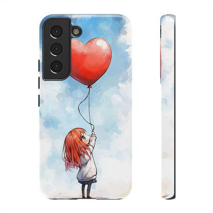 Anime Girl with Heart Balloon Phone Case – Cute & Inspirational Design for iPhone, Google Pixel & Samsung
