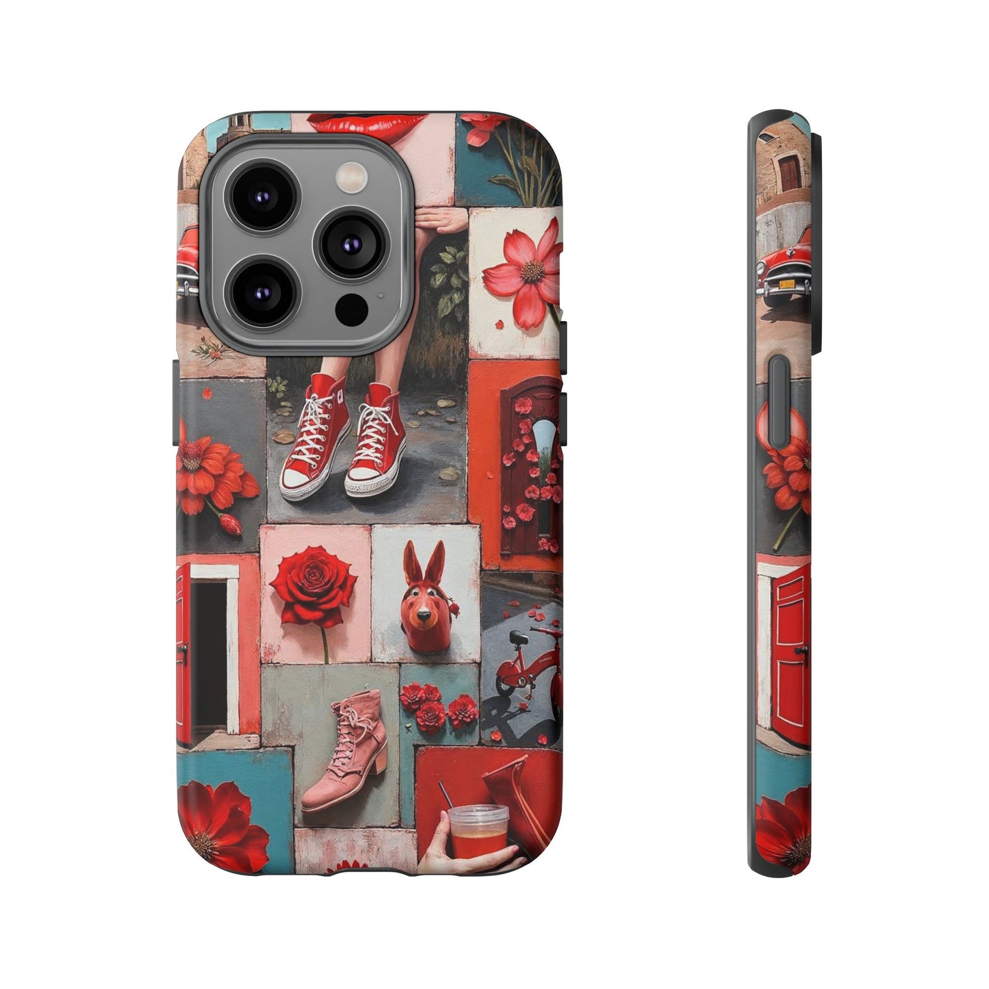 Red Sneakers & Roses Collage Phone Case