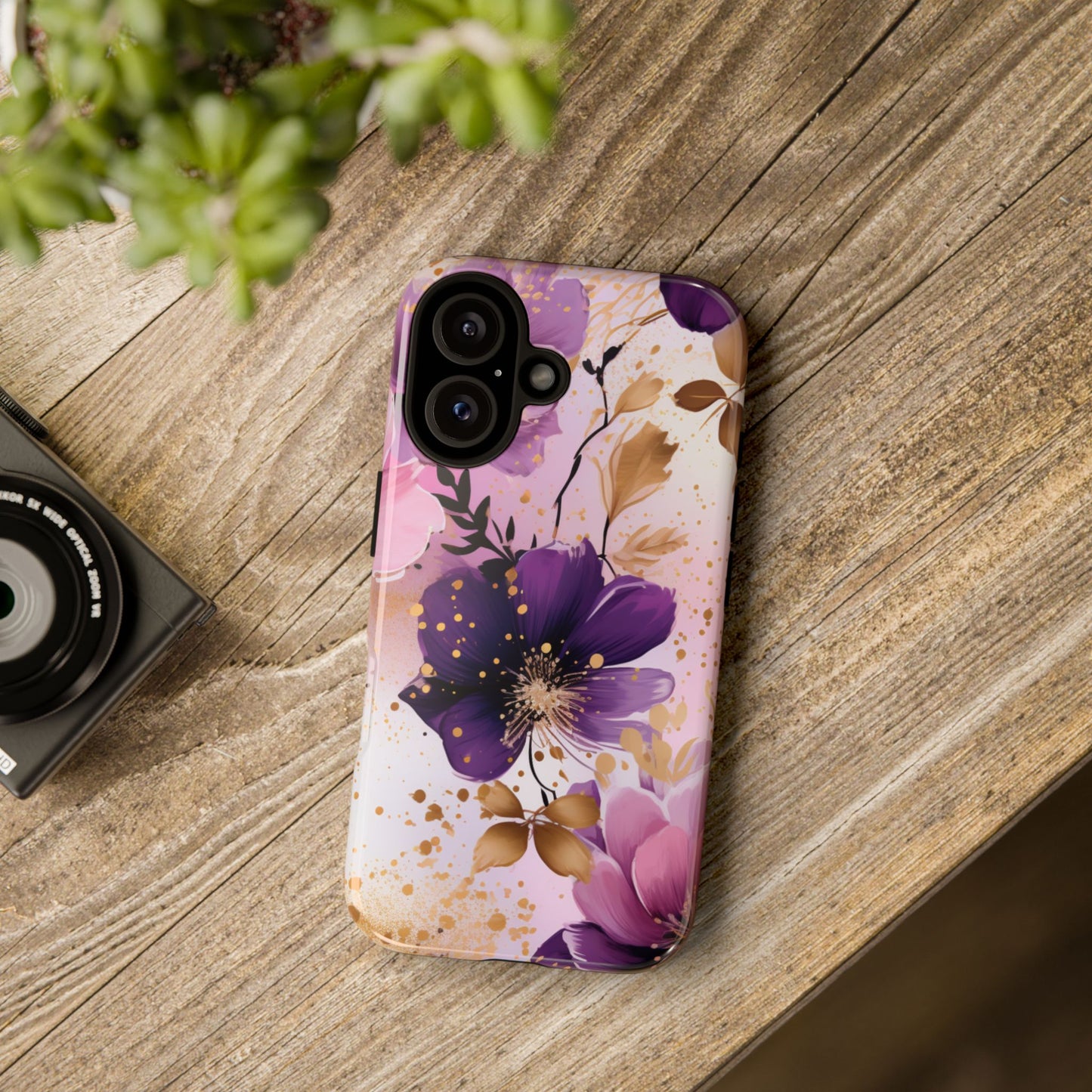 Luxury Purple & Gold Floral Aesthetic Mobile Case