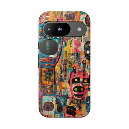 Abstract Basquiat Phone Case – Artistic Phone Protector – Bold, Graffiti-Inspired Street Art Cover - iPhone, Samsung & Google Pixel Cover - Artistic Painting Case, Art Lover Gift