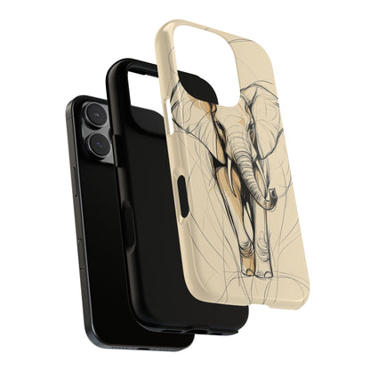 Majestic March: Dynamic Elephant Line Art  Phone Case for iPhone, Samsung & Pixel