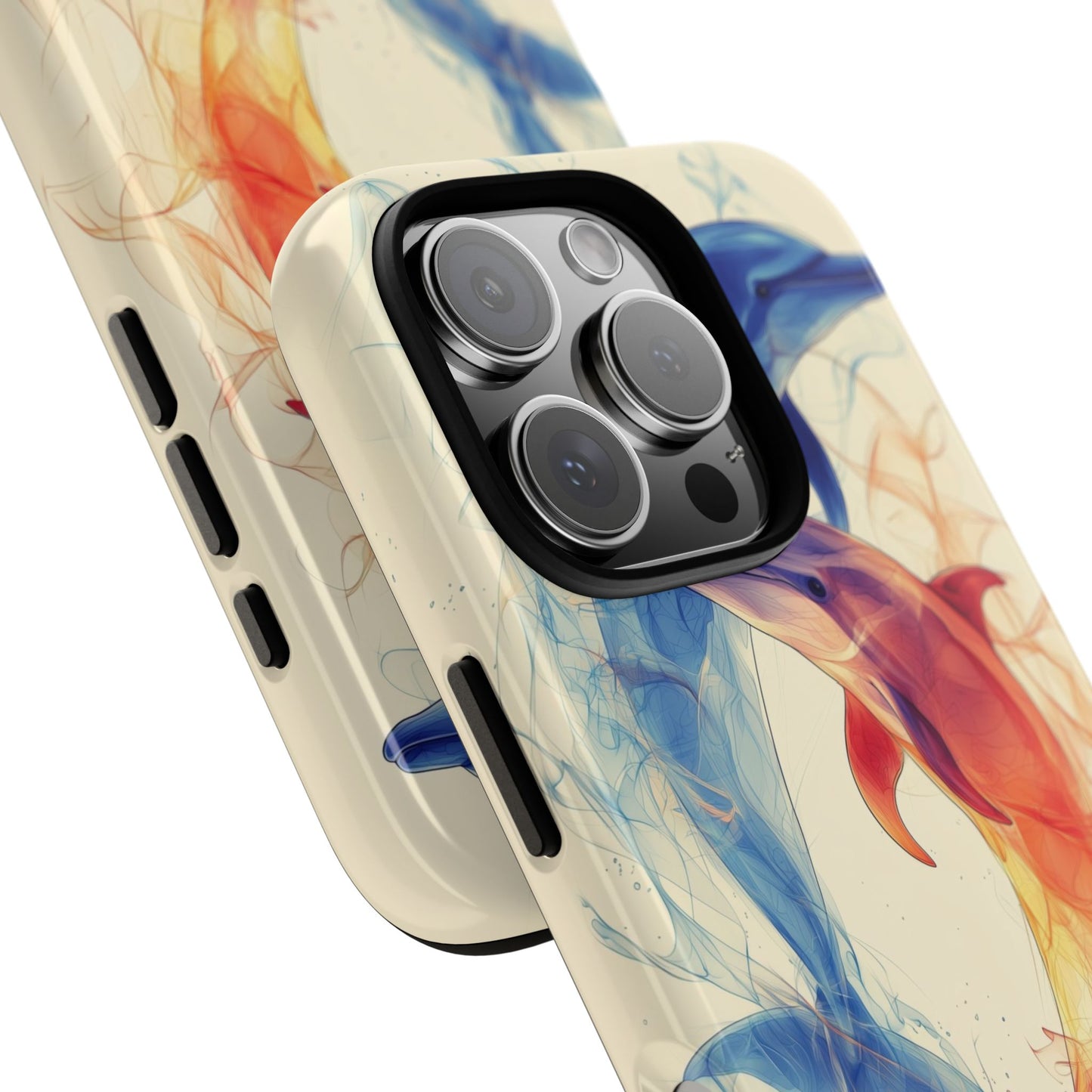 Elemental Dolphins: Fire & Water Fusion Phone Case for iPhone, Samsung & Pixel