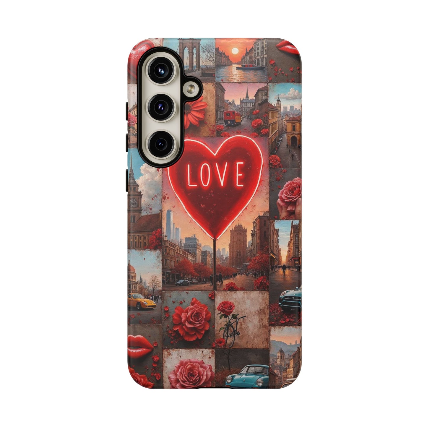 Neon Love Heart & Rose Phone Case