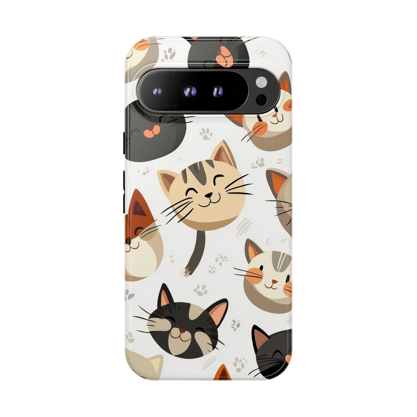 Cute Cat Faces Phone Case – Kawaii Anime Style for iPhone, Samsung & Google Pixel, Fun and Playful Cat Design