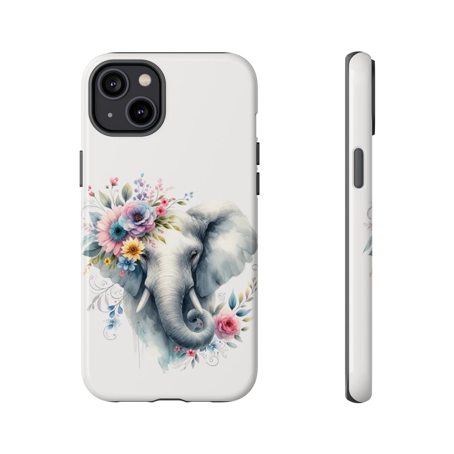 Floral Elephant Mobile Cover – Elegant Watercolor Art