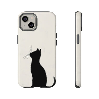Silent Gaze: Minimalist Black Cat  Phone Case for iPhone, Samsung & Pixel