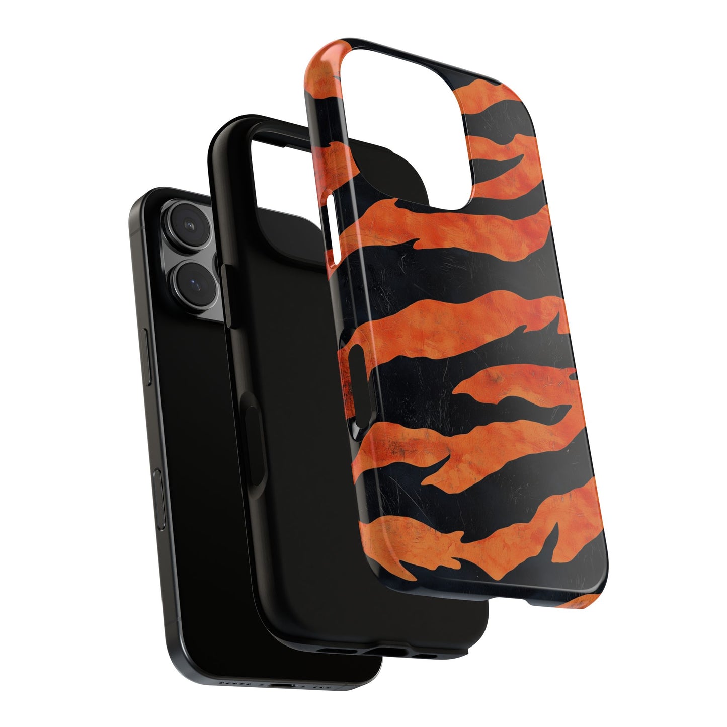 Burnt Orange & Black Tiger Stripes Phone Case for iPhone, Samsung & Google Pixel