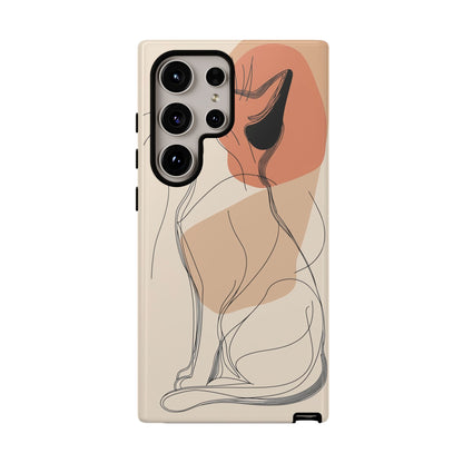 Graceful Cat Outline: Abstract Whiskered Beauty Phone Case for iPhone, Samsung & Pixel