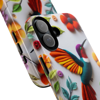 Embroidered Hummingbird with Floral Design | Nature's Elegant Stitch | iPhone 16 Pro