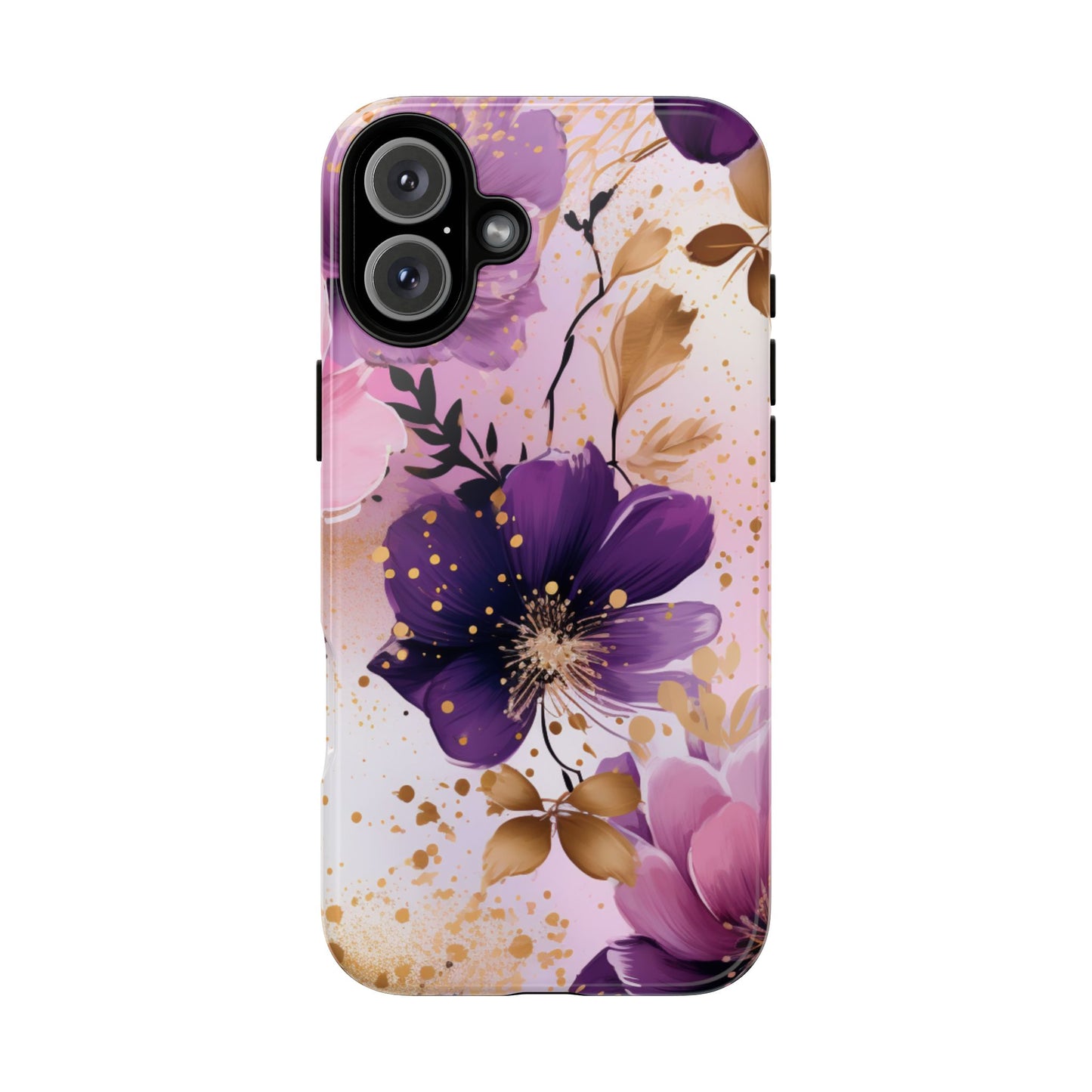 Luxury Purple & Gold Floral Aesthetic Mobile Case