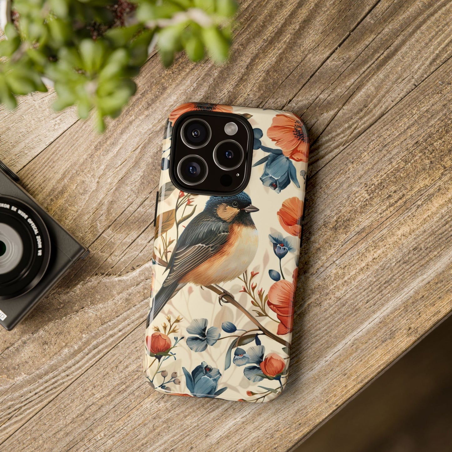 Floral Bird Phone Case - Elegant Nature-Inspired Cover for iPhone, Samsung & Google Pixel