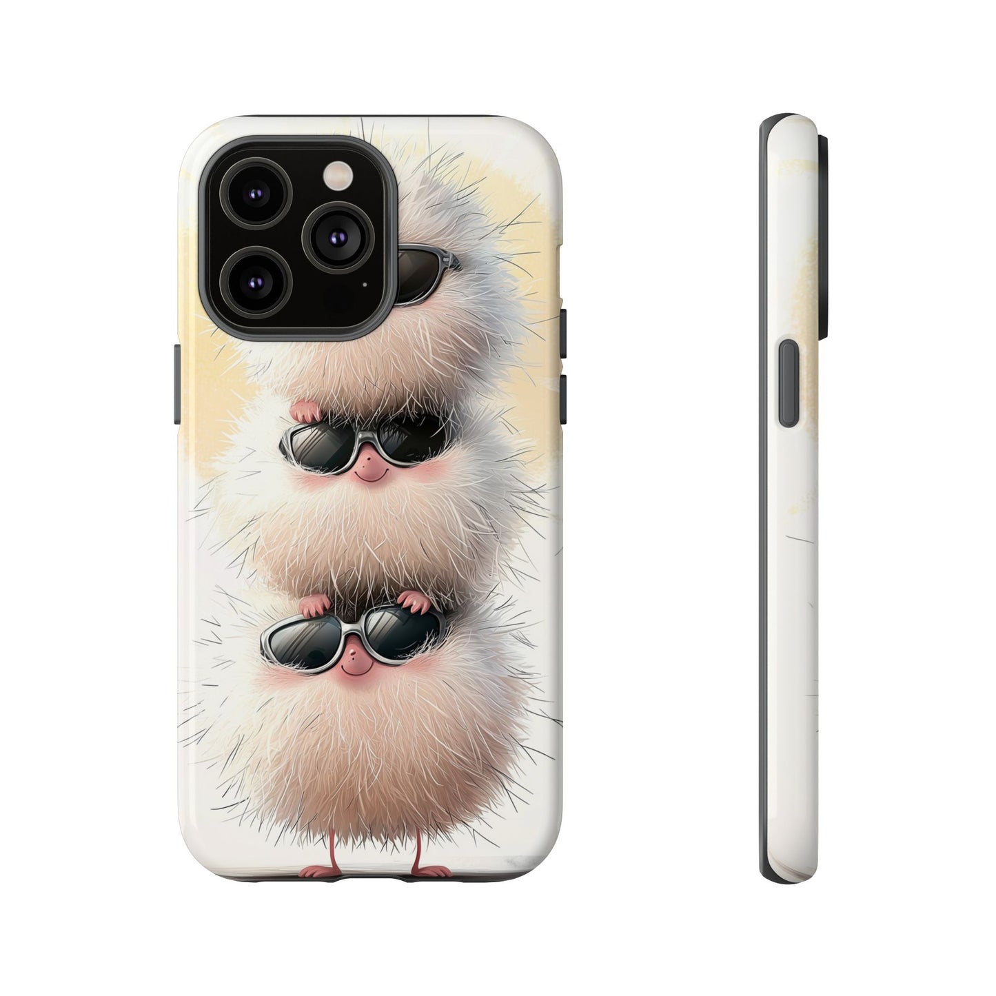Fluffy Stack Anime Phone Case – Cute Furry Creatures with Sunglasses, Kawaii Aesthetic Design for iPhone, Samsung & Google Pixel