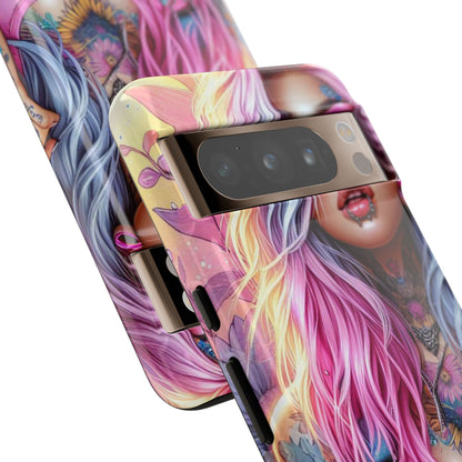 Sunset Glow – Pastel Punk & Floral Ink Mobile Cover