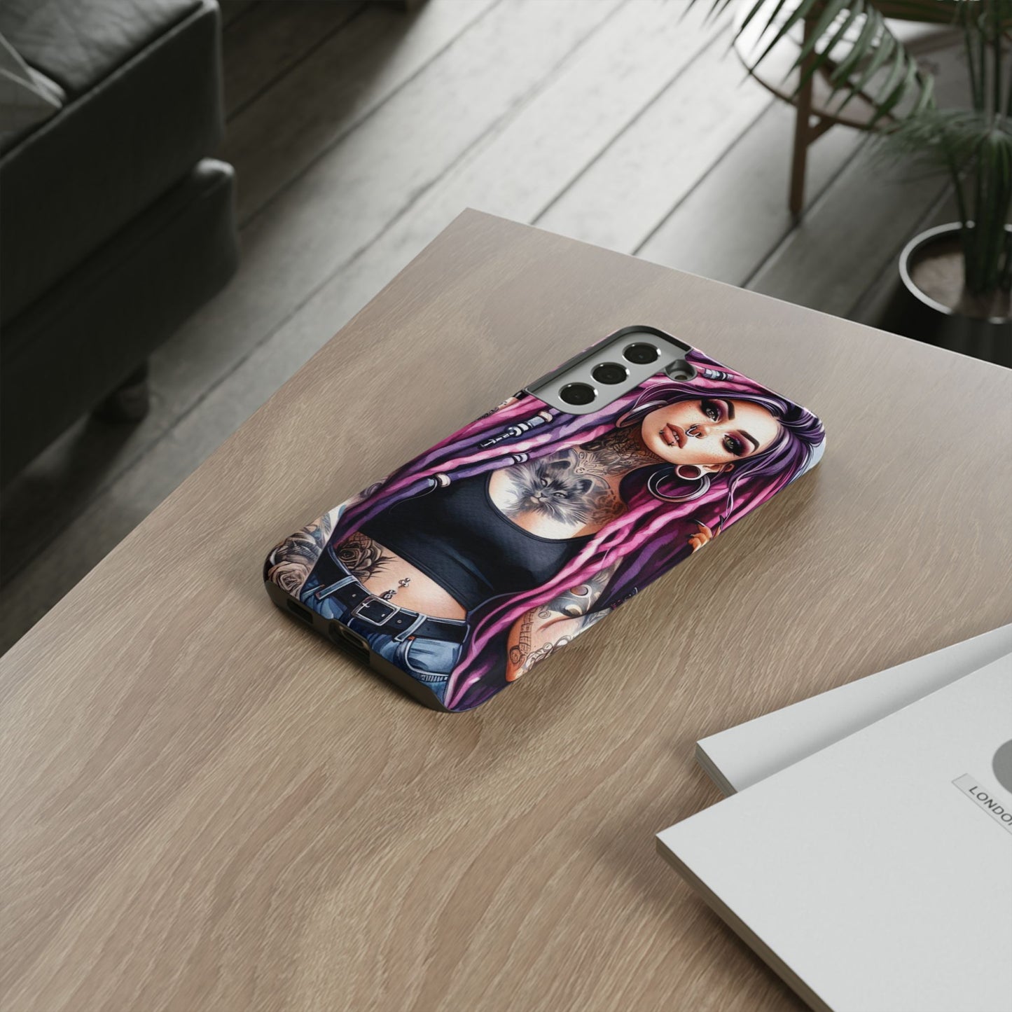 Tattooed Rebel – Gothic Cat Spirit Mobile Cover