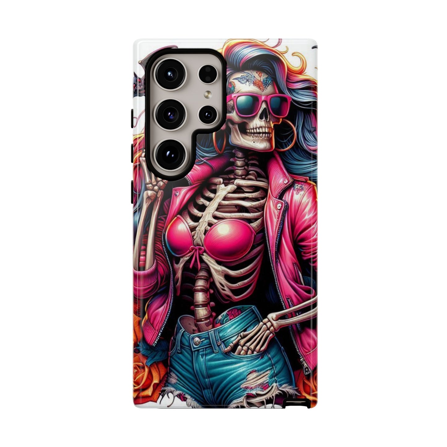 Neon Bones – Retro Skeleton & Vibrant Punk Aesthetic Mobile Cover