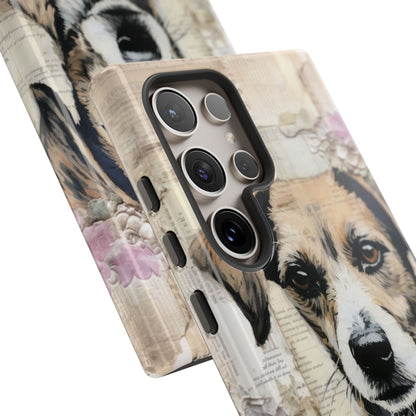 Vintage Collage Dog Portrait Mobile Cover – Artistic Mixed Media Design