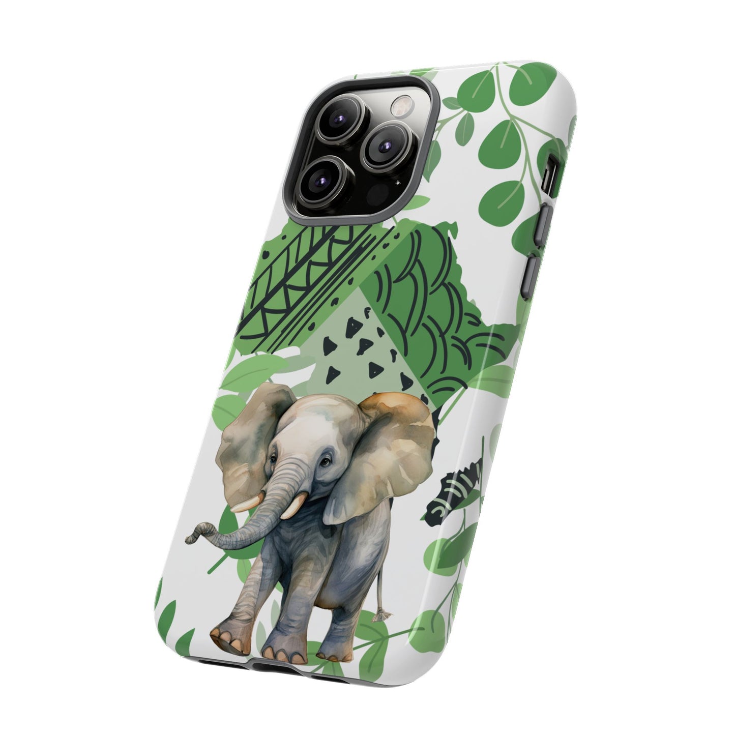 Playful Baby Elephant Mobile Cover – Tropical Boho Art