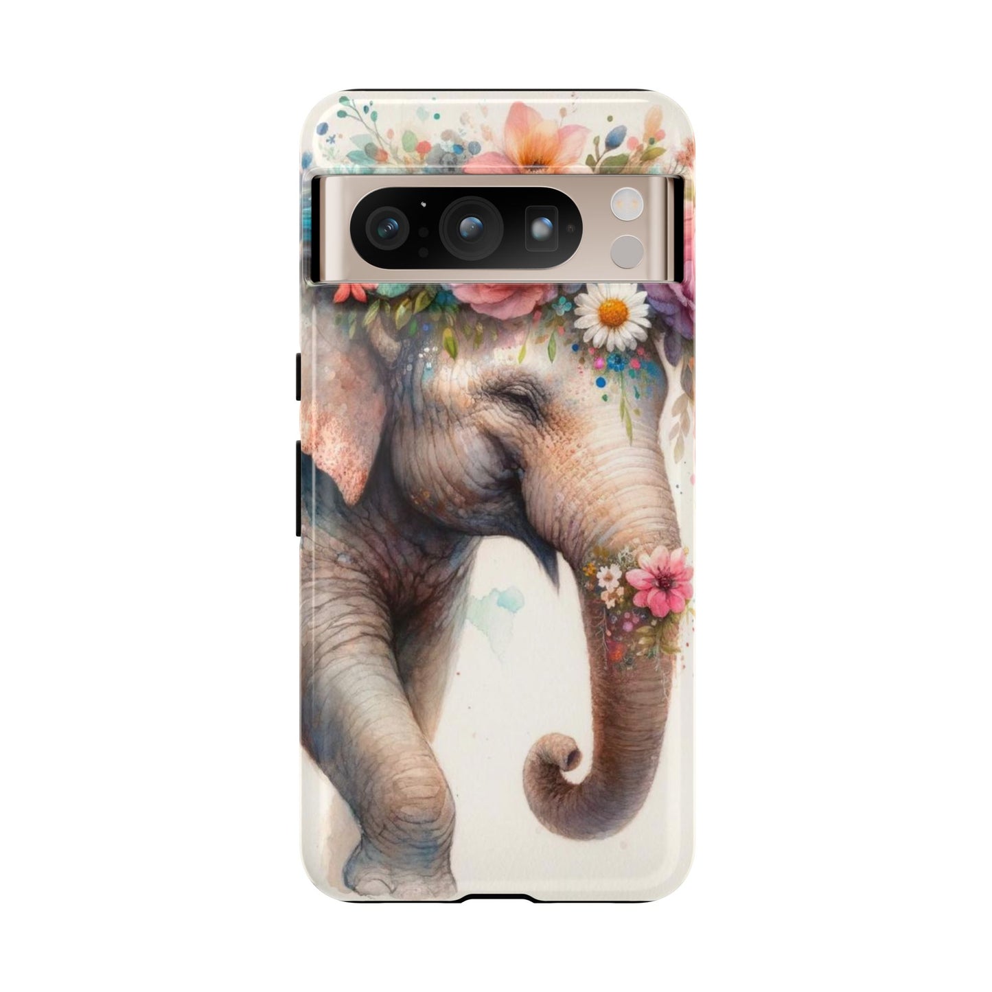 Joyful Floral Elephant Mobile Cover – Whimsical Watercolor Art