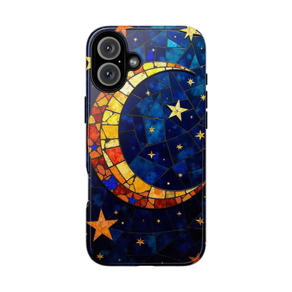 Celestial Crescent: Vibrant Moon and Stars Phone Case