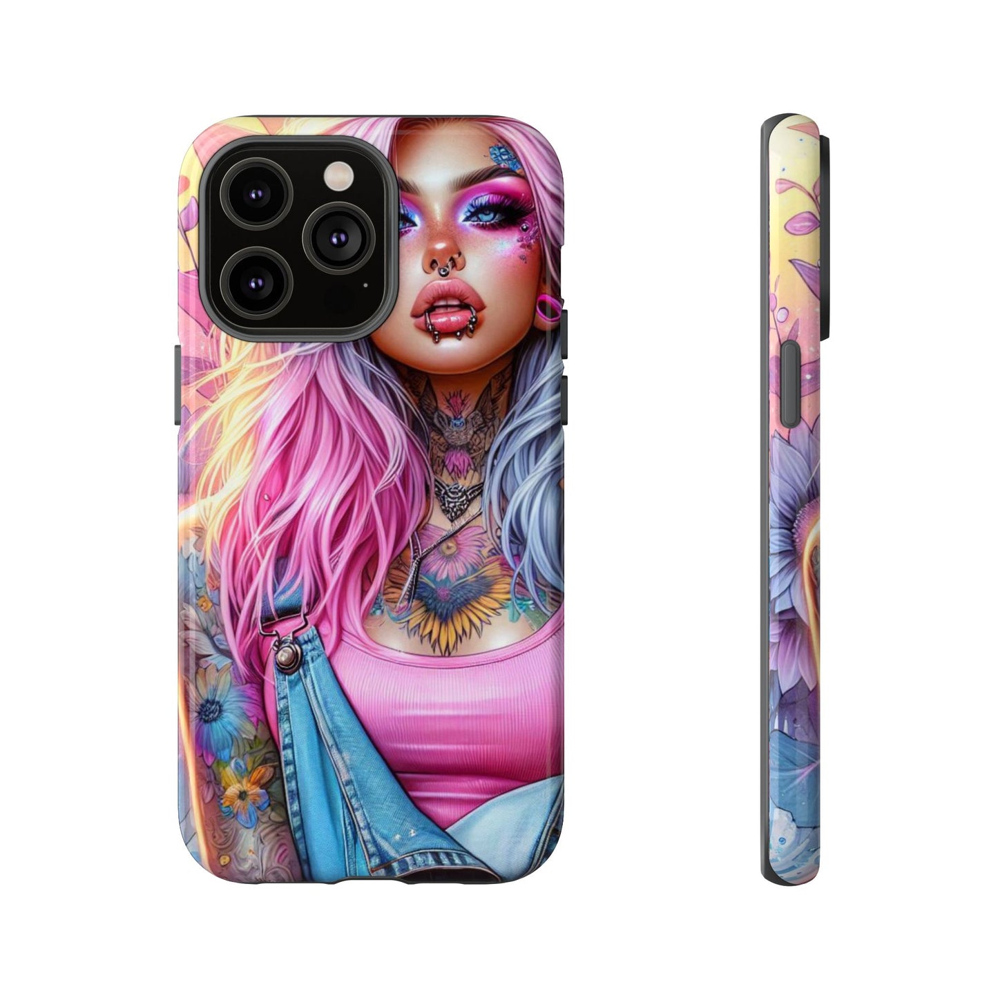 Sunset Glow – Pastel Punk & Floral Ink Mobile Cover