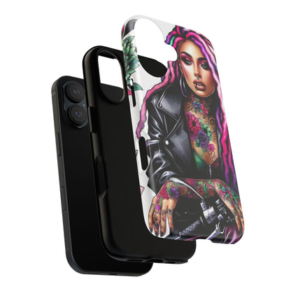 Neon Rebel – Vibrant Biker Queen Mobile Cover