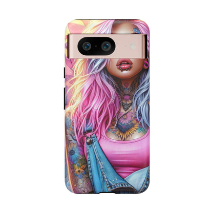 Sunset Glow – Pastel Punk & Floral Ink Mobile Cover