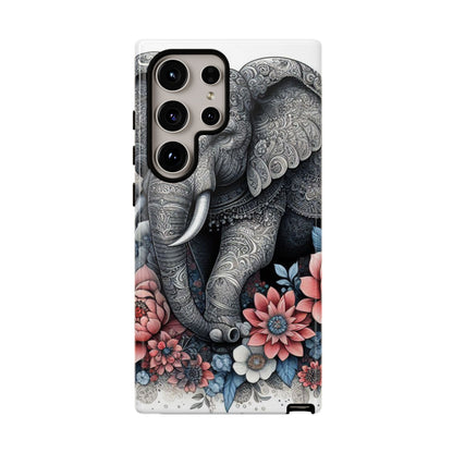 Mandala Elephant Mobile Cover – Elegant Black & White Floral Art