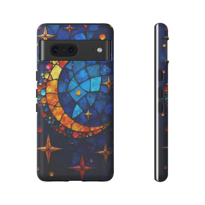 Celestial Crescent: Moon and Stars in Color