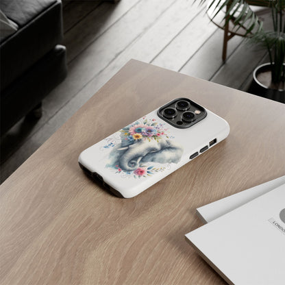 Floral Elephant Mobile Cover – Elegant Watercolor Art