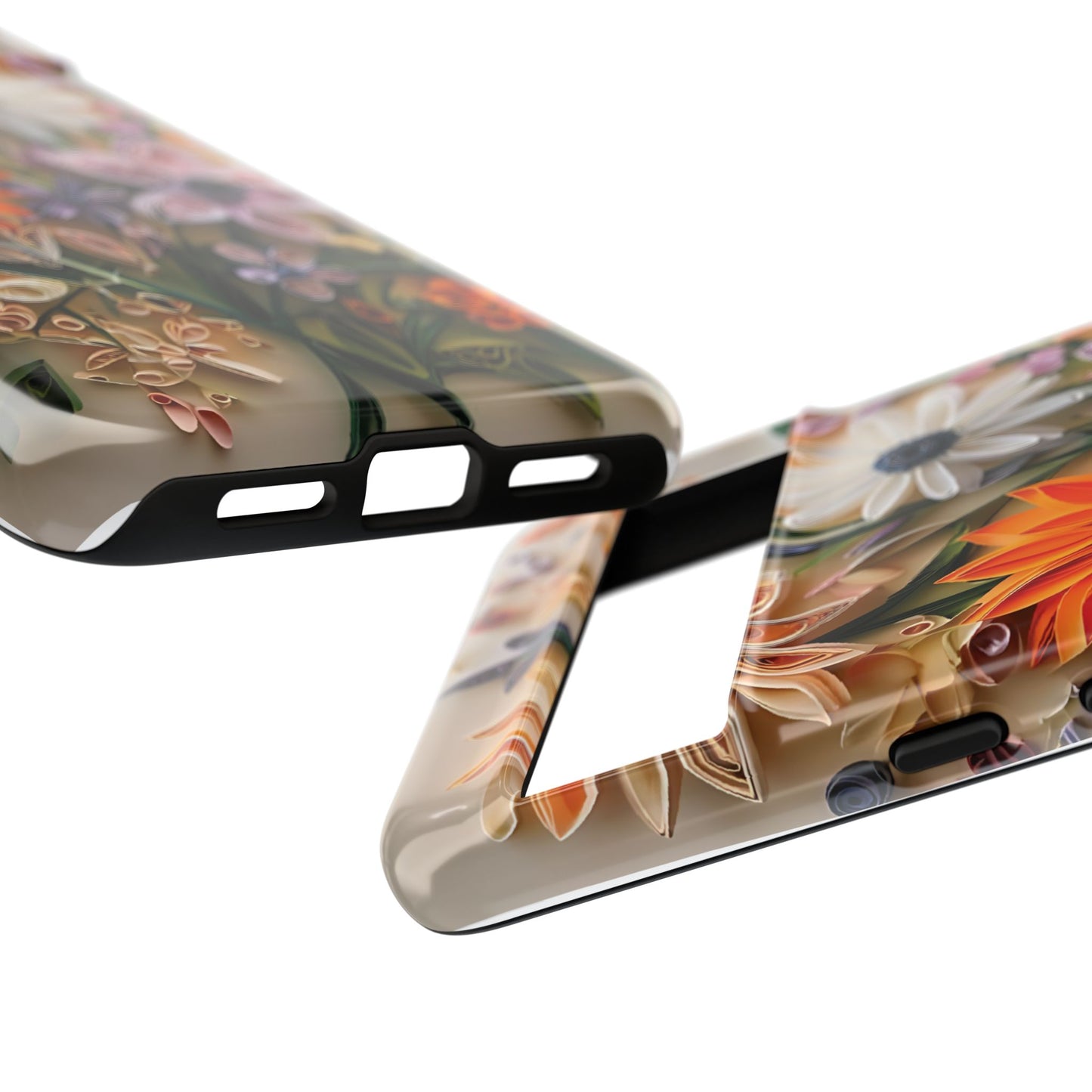 Intricate Quilled Floral Artwork In Vibrant Colors phone case design.