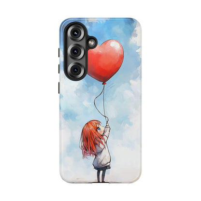 Anime Girl with Heart Balloon Phone Case – Cute & Inspirational Design for iPhone, Google Pixel & Samsung
