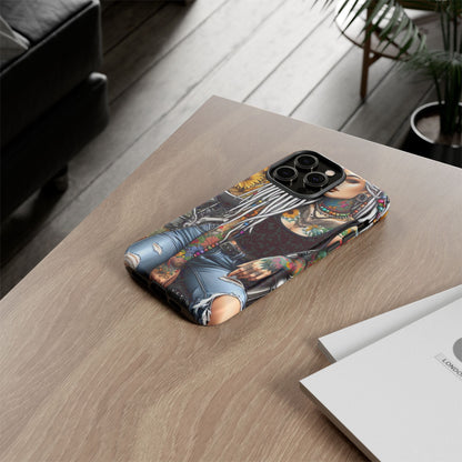 Sunflower Biker Queen – Bohemian Tattooed Rebel Mobile Cover