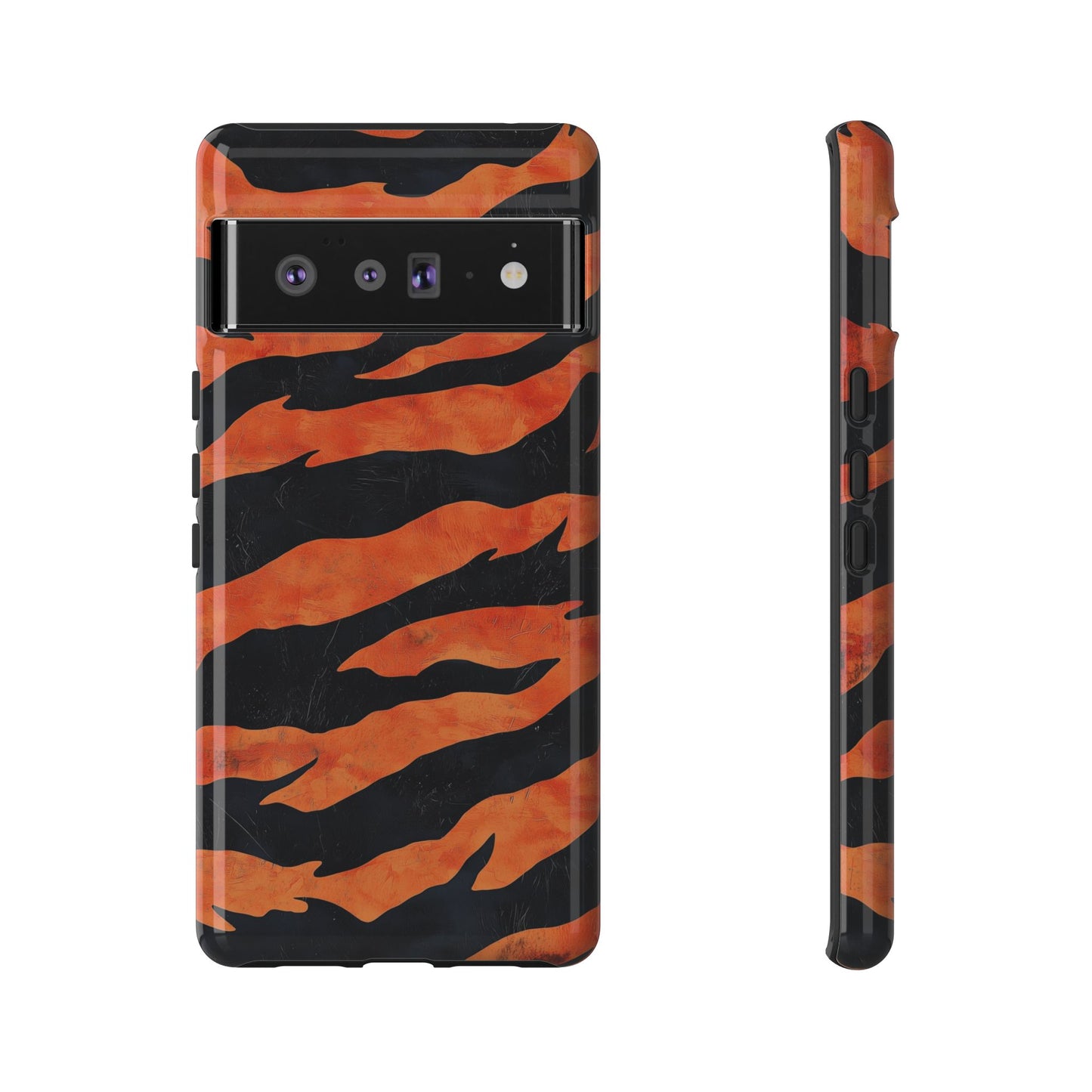 Burnt Orange & Black Tiger Stripes Phone Case for iPhone, Samsung & Google Pixel
