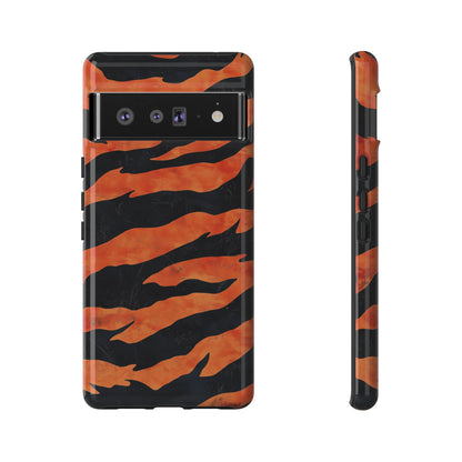 Burnt Orange & Black Tiger Stripes Phone Case for iPhone, Samsung & Google Pixel