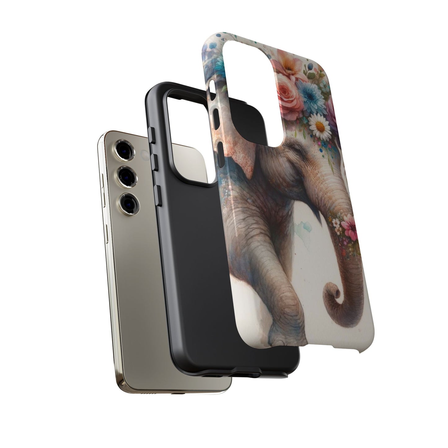 Joyful Floral Elephant Mobile Cover – Whimsical Watercolor Art