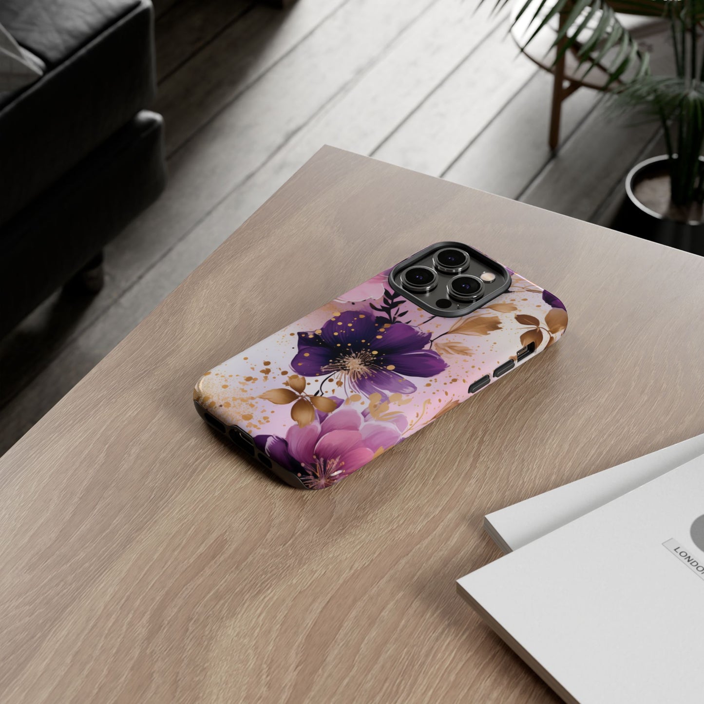 Luxury Purple & Gold Floral Aesthetic Mobile Case
