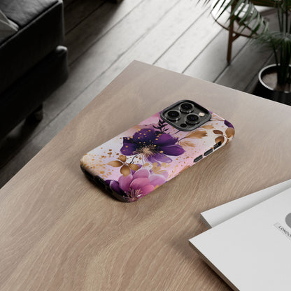 Luxury Purple & Gold Floral Aesthetic Mobile Case