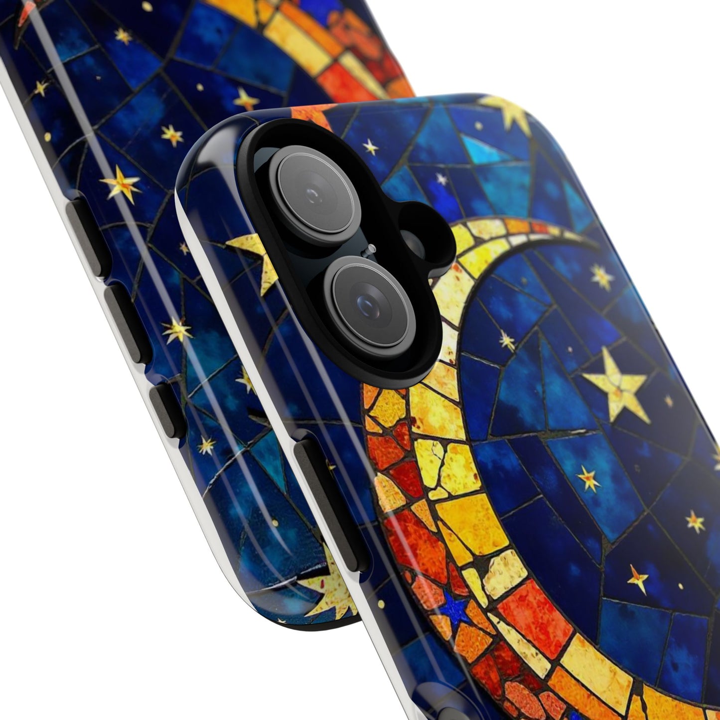 Celestial Crescent: Vibrant Moon and Stars Phone Case
