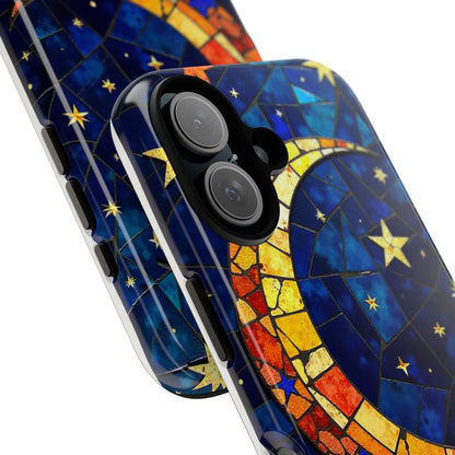 Celestial Crescent: Vibrant Moon and Stars Phone Case