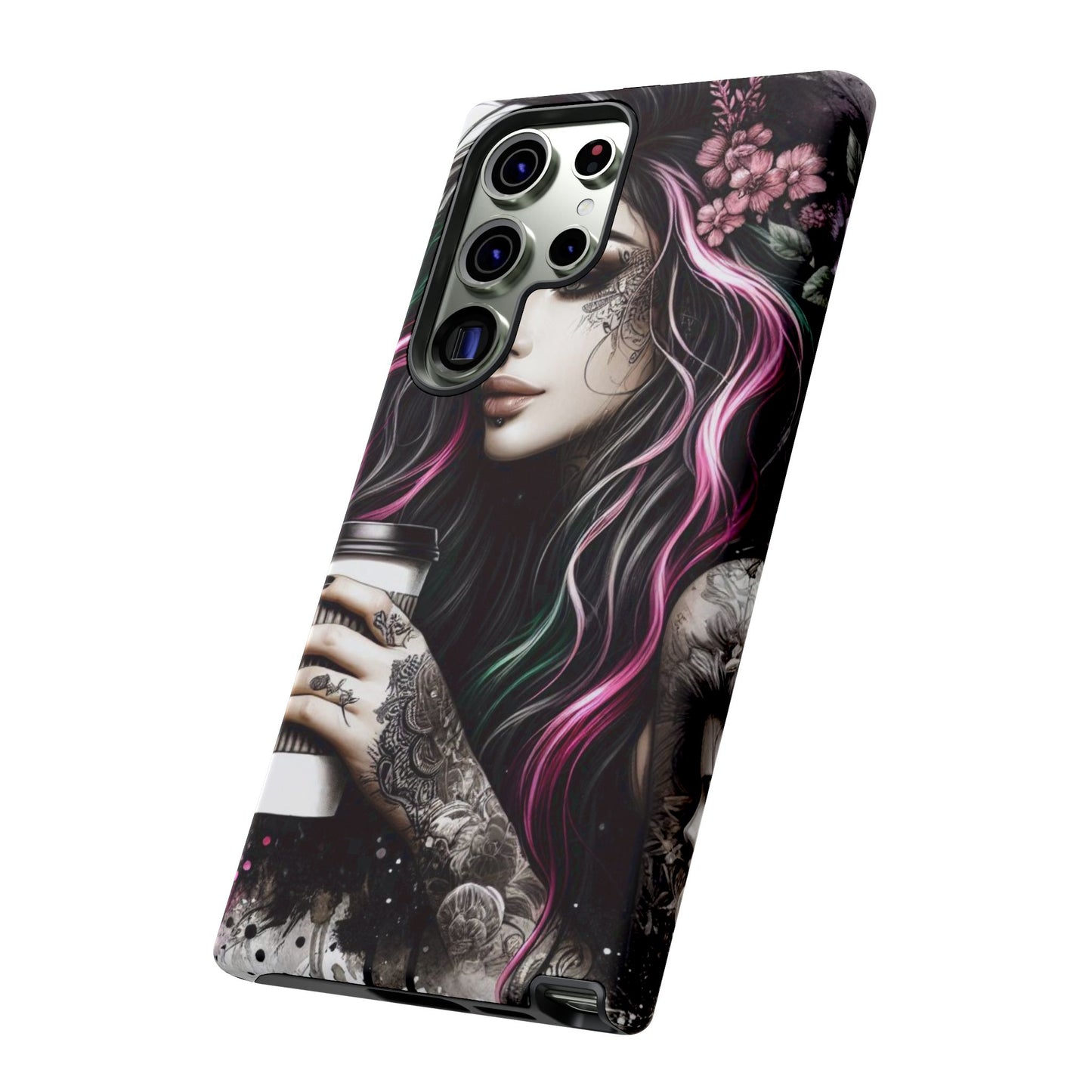 Tattooed Serenity – Gothic Coffee Lover Mobile Cover