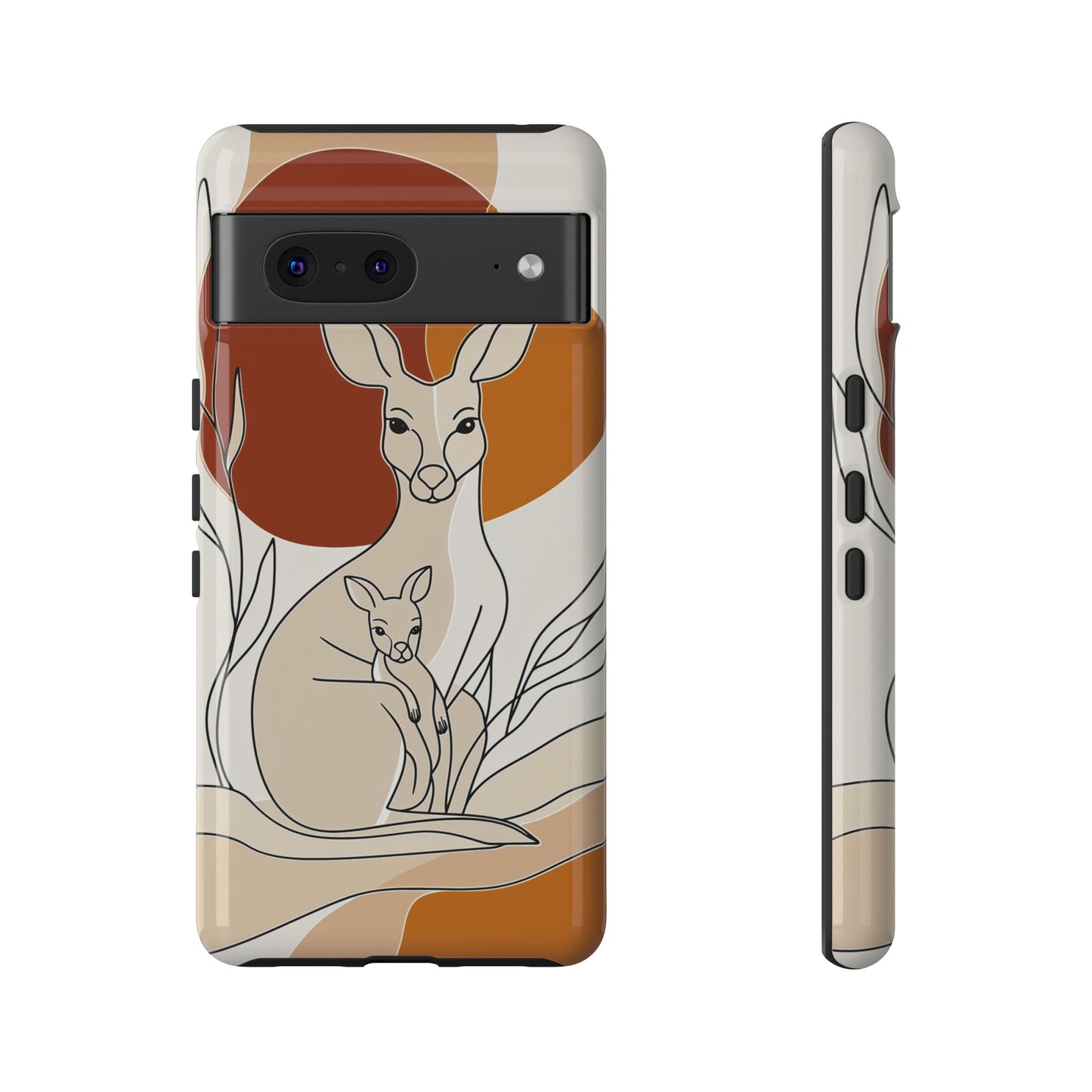 Outback Love: Kangaroo & Joey Line Art Phone Case for iPhone, Samsung & Pixel