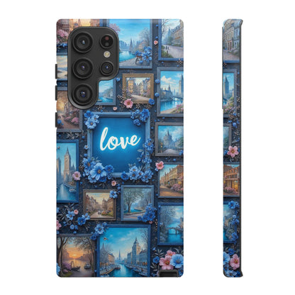 Blue Floral Love Frame Phone Case