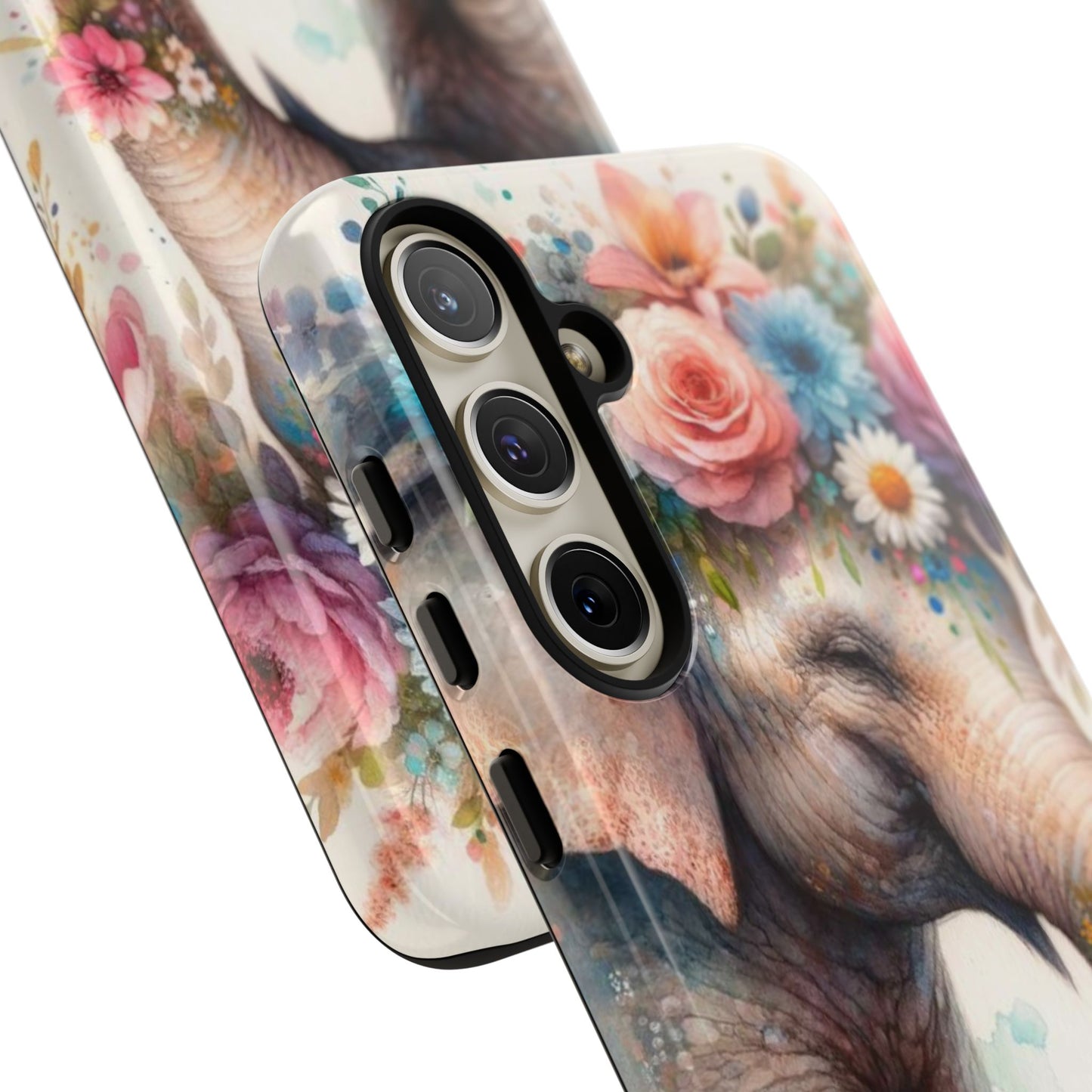 Joyful Floral Elephant Mobile Cover – Whimsical Watercolor Art