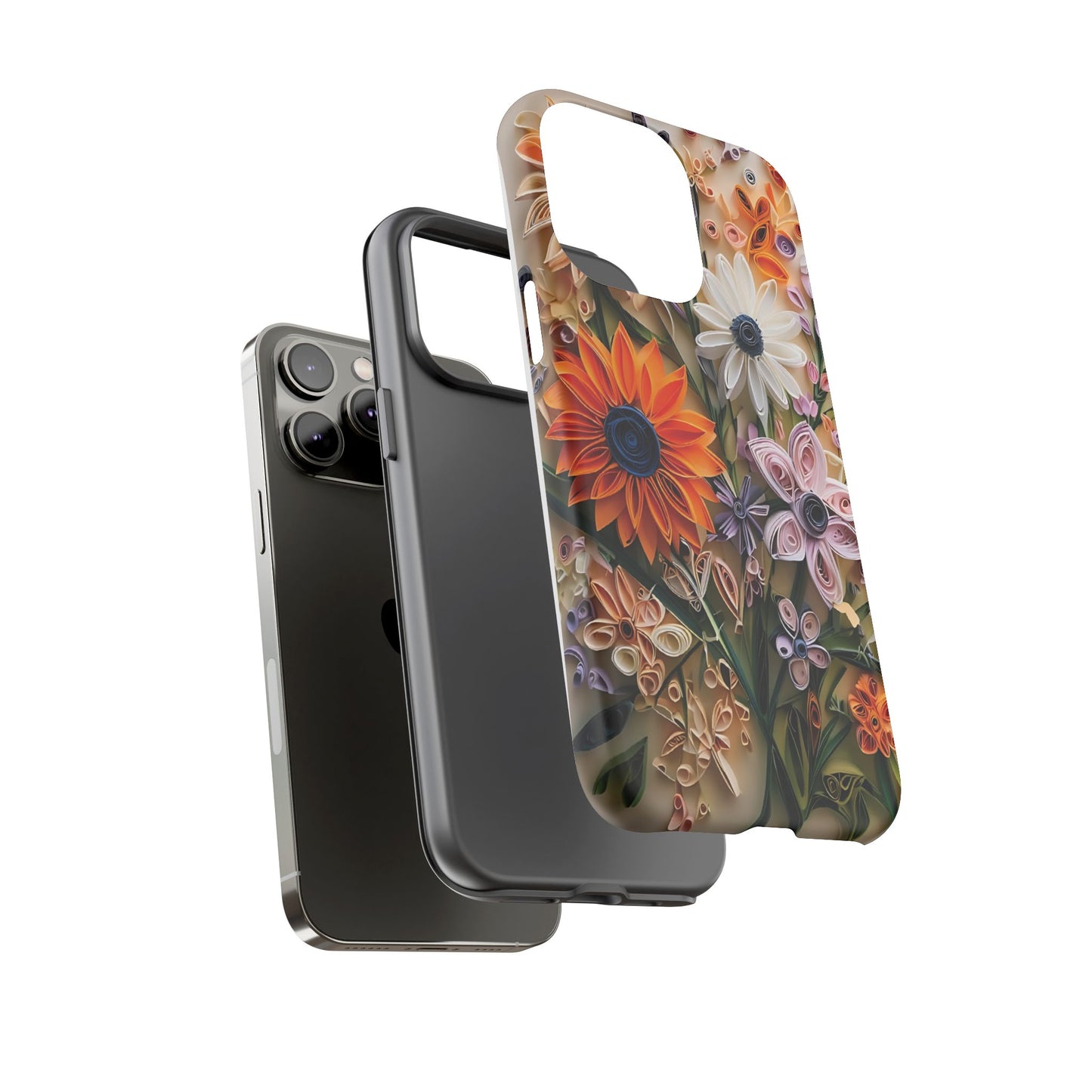 Intricate Quilled Floral Artwork In Vibrant Colors phone case design.